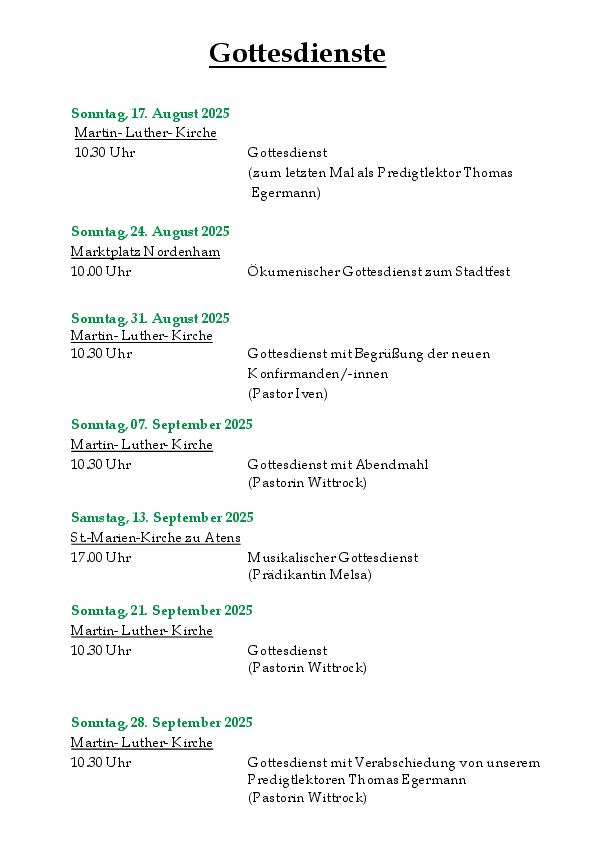 Gottesdienste